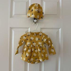 Floral Tea Collection Bodysuit Dress with Matching Hat